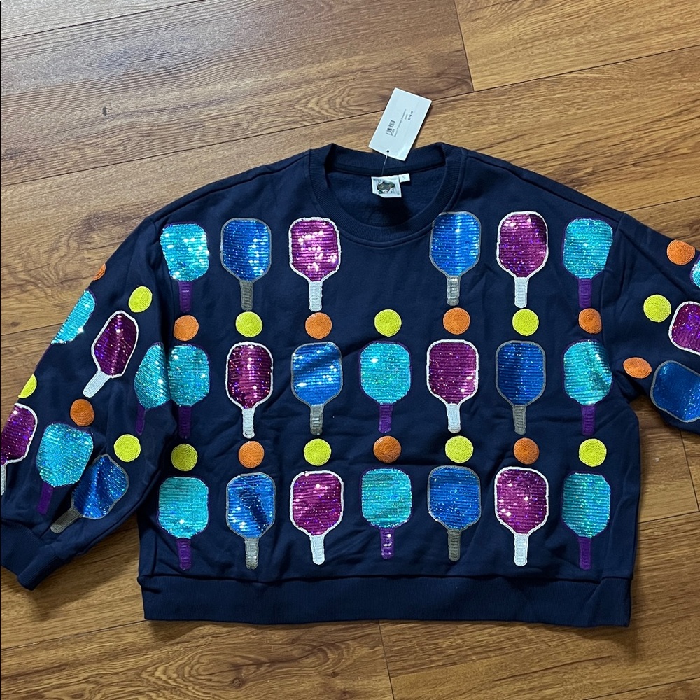 Queen of Sparkles Sequin Pickleball Sweatshirt